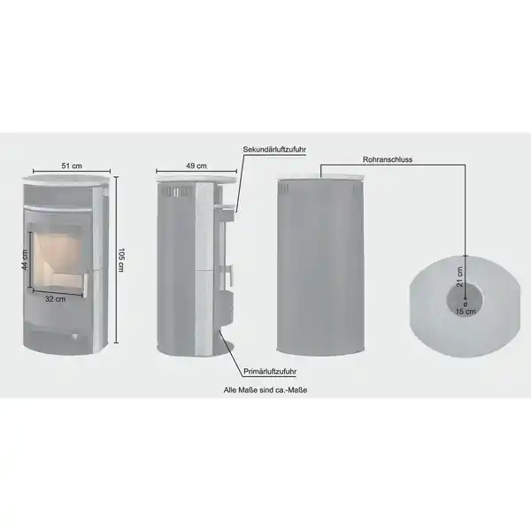 Bild 3 von FIREPLACE Kaminofen »Porto«, grau, Speckstein, 6 kW, Dauerbrand geeignet