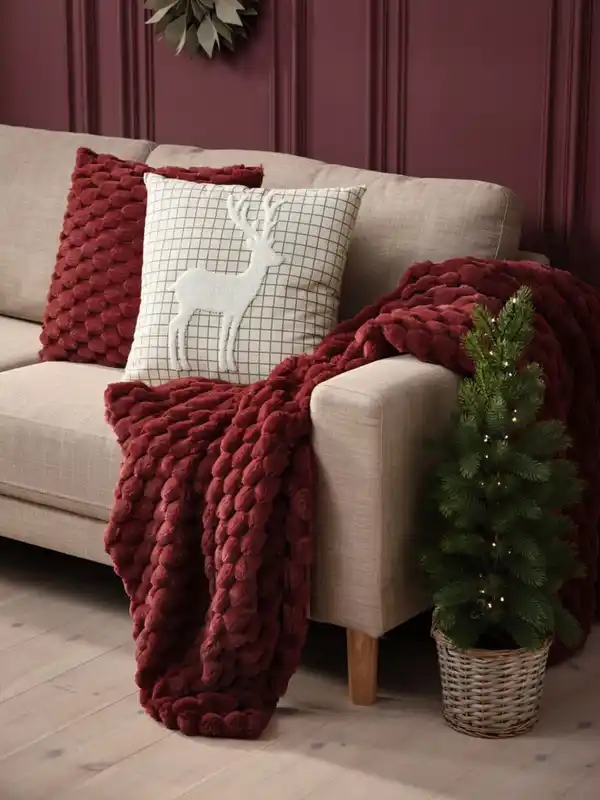 Bild 4 von Zierkissen HVIDBLOMME 45x45 rot