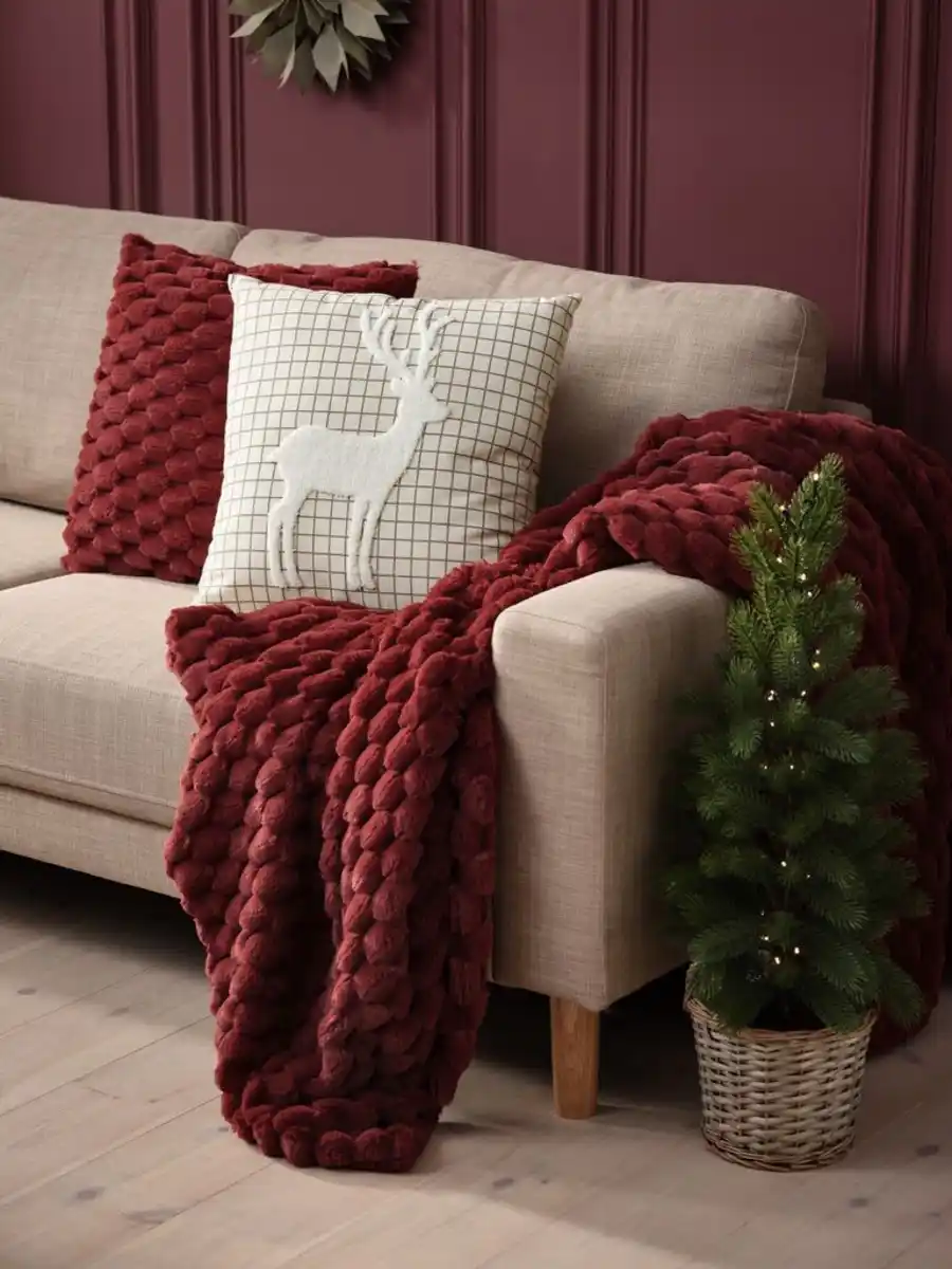 Bild 2 von Kuscheldecke HVIDBLOMME 130x170x rot