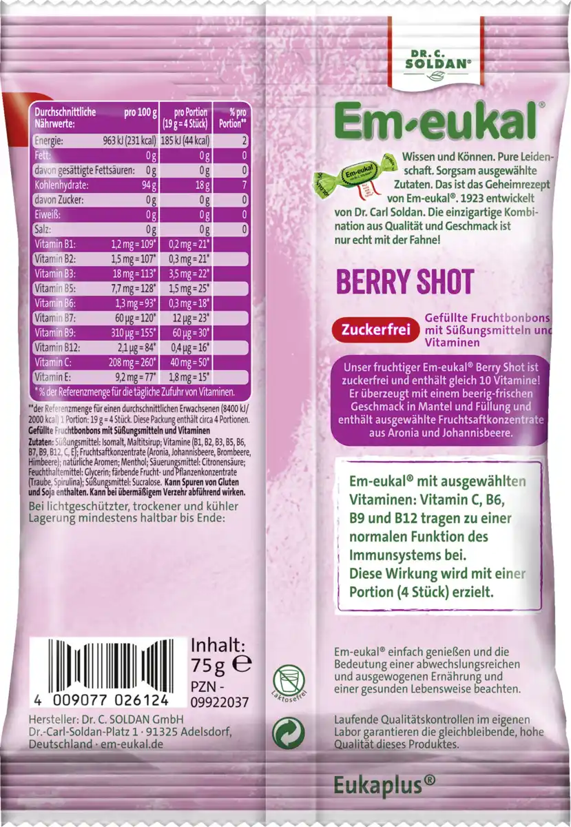 Bild 2 von Em-eukal Berry-Shot Fruchtbonbons zuckerfrei (mind. 15 Bonbons), 75 g