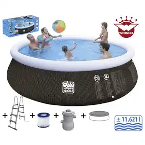 Rundpool, rattanfarben, ØxH: 450 x 106 cm