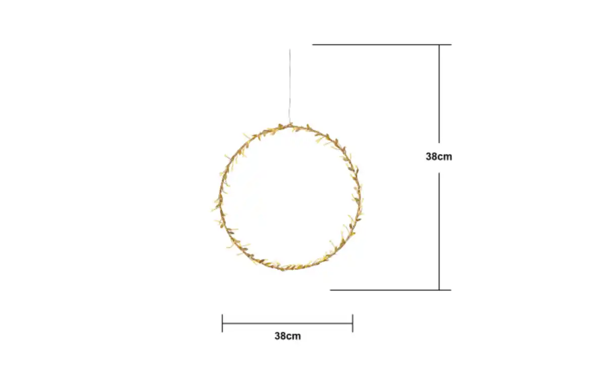 Bild 2 von Kranz mit Beleuchtung Holiday, goldfarbig, 38 cm