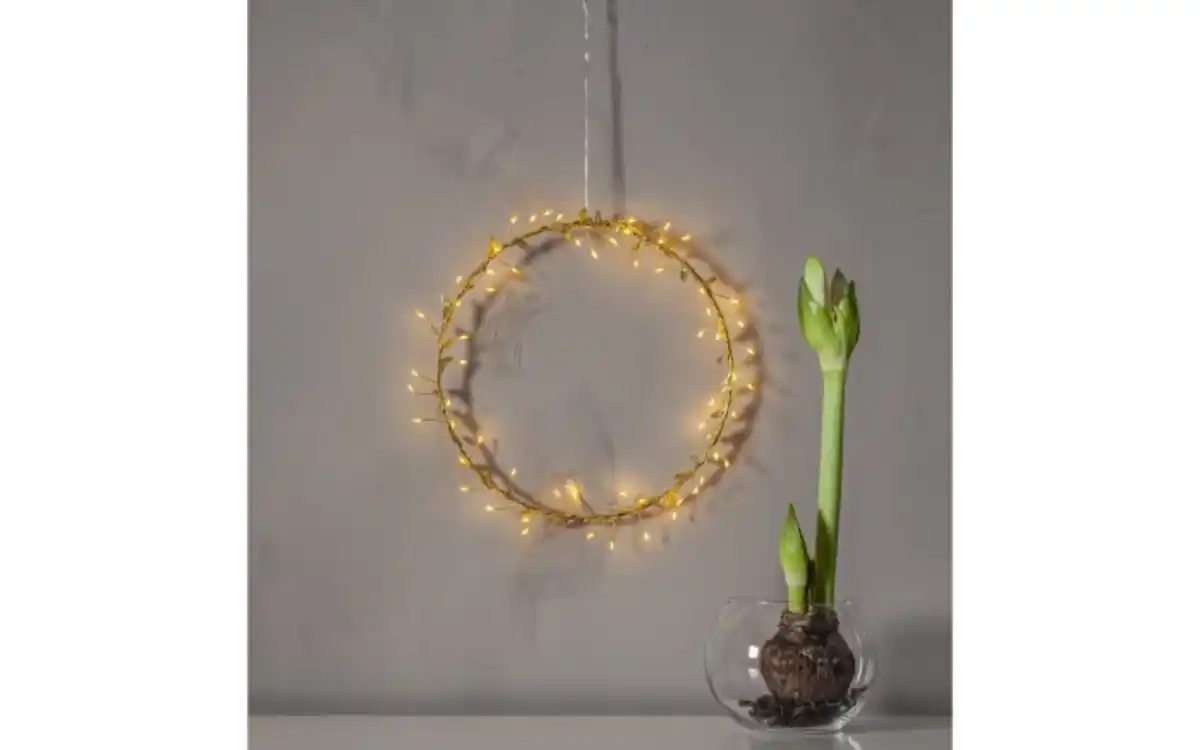 Bild 4 von Kranz mit Beleuchtung Holiday, goldfarbig, 28 cm