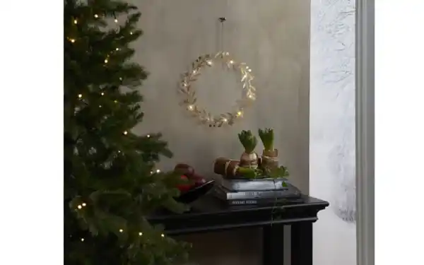 Bild 4 von Metall Kranz mit Beleuchtung Holiday, goldfarbig, 28 cm