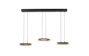 LED-Pendelleuchte Mondo Famera, holz/schwarz, 3-flammig, inkl. CCT und Fernbedienung