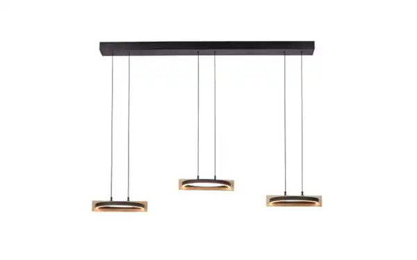Bild 1 von LED-Pendelleuchte Mondo Famera, holz/schwarz, 3-flammig, inkl. CCT und Fernbedienung