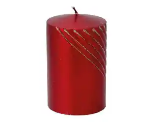 Stumpenkerze novooo rot Glitter