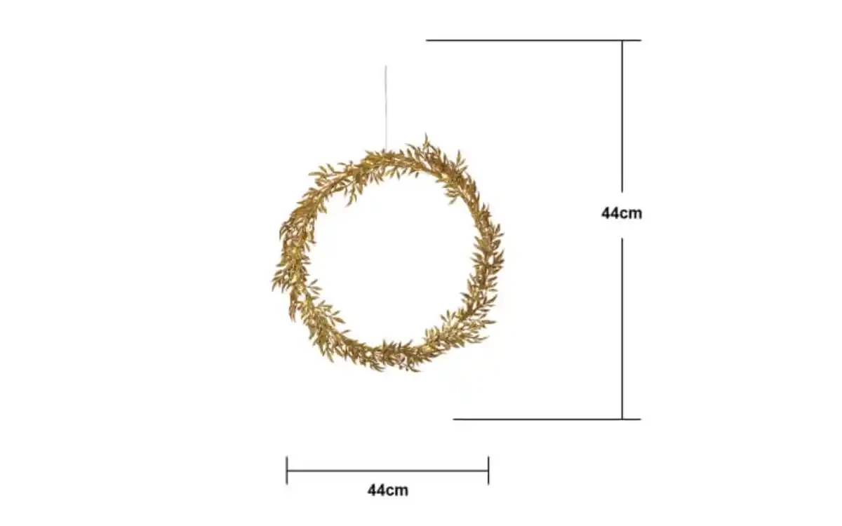 Bild 2 von Kranz mit Beleuchtung Holiday, goldfarbig, 44 cm