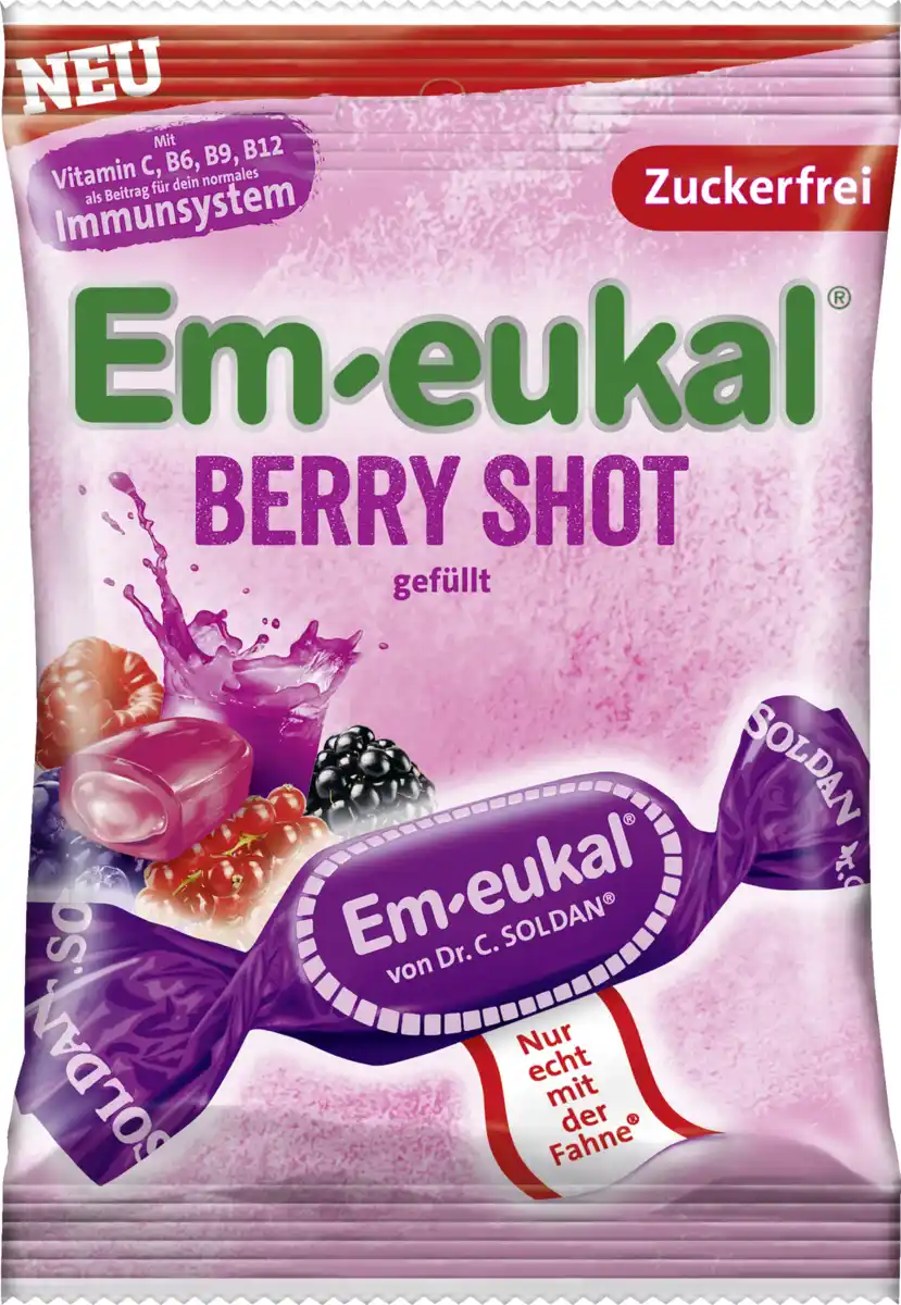Bild 1 von Em-eukal Berry-Shot Fruchtbonbons zuckerfrei (mind. 15 Bonbons), 75 g