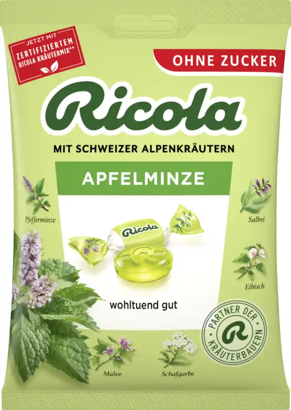 Bild 1 von Ricola Apfelminze Hustenbonbons (20 Stück), 75 g
