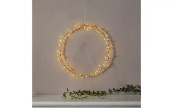 Bild 3 von Kranz mit Beleuchtung Holiday, goldfarbig, 38 cm