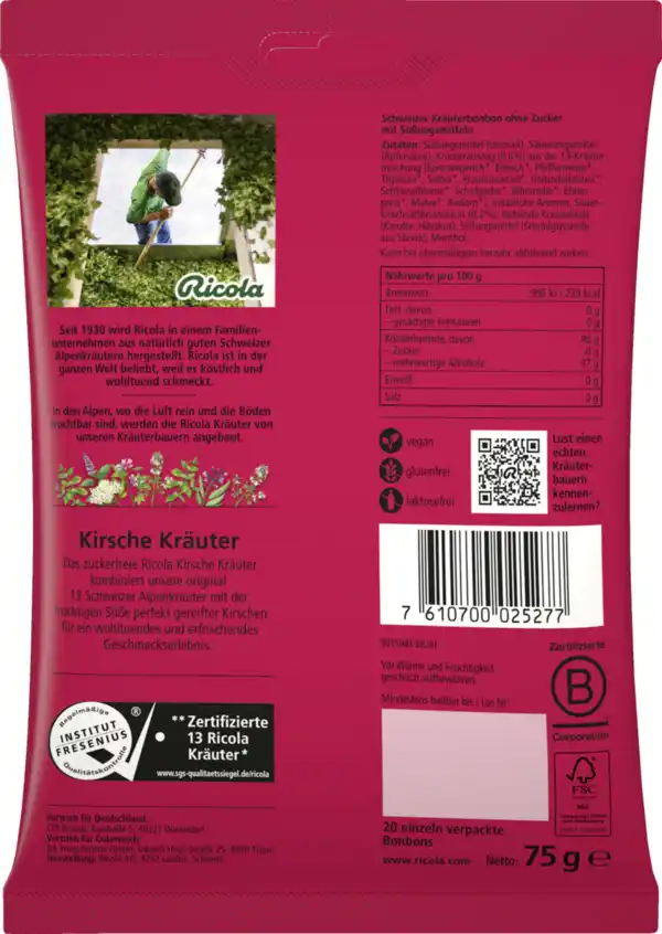 Bild 2 von Ricola Kirsche Kräuter Hustenbonbons (20 Bonbons), 75 g