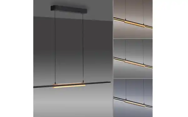 Bild 4 von LED-Pendelleuchte Mondo Famera, holz/schwarz, inkl. CCT und Fernbedienung
