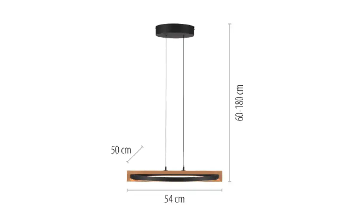 Bild 2 von LED-Pendelleuchte Mondo Famera, holz/schwarz, 1-flammig, inkl. CCT und Fernbedienung