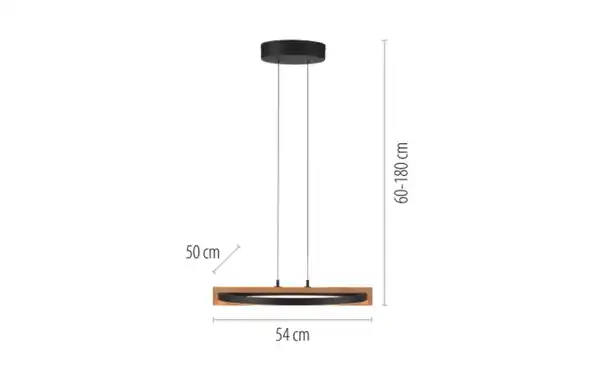 Bild 2 von LED-Pendelleuchte Mondo Famera, holz/schwarz, 1-flammig, inkl. CCT und Fernbedienung