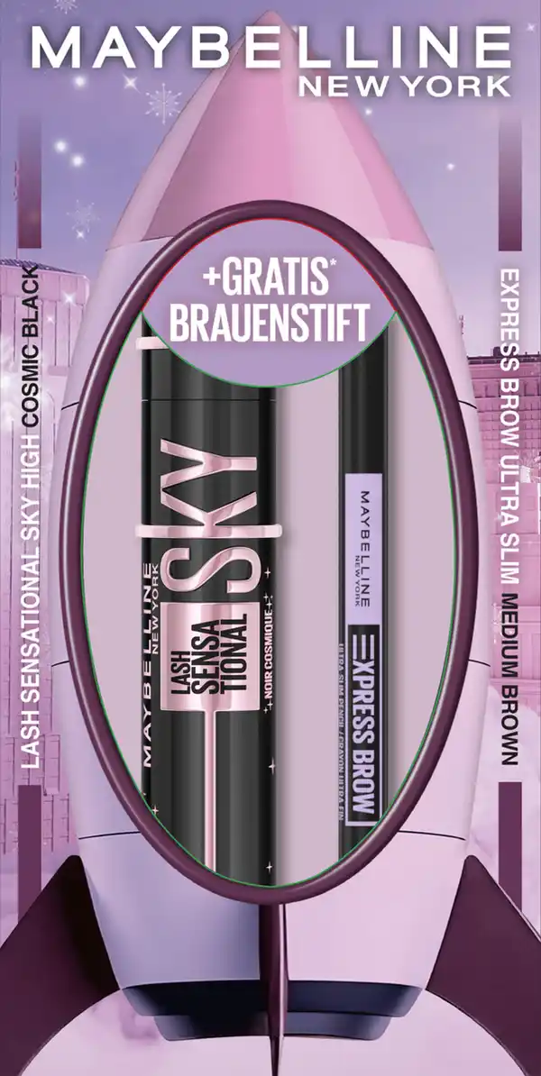 Bild 1 von Maybelline New York Xmas Coffret: Lash Sensational Sky High Cosmic Black + Express Brow Ultra Slim Augenbrauenstift 04