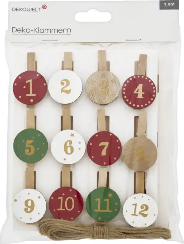 Bild 4 von DEKOWELT ADVENTSKALENDER-KLAMMERN