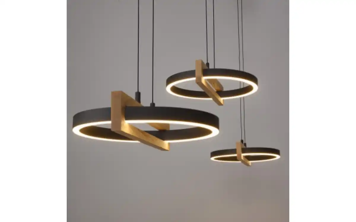 Bild 4 von LED-Pendelleuchte Mondo Famera, holz/schwarz, 3-flammig, inkl. CCT und Fernbedienung