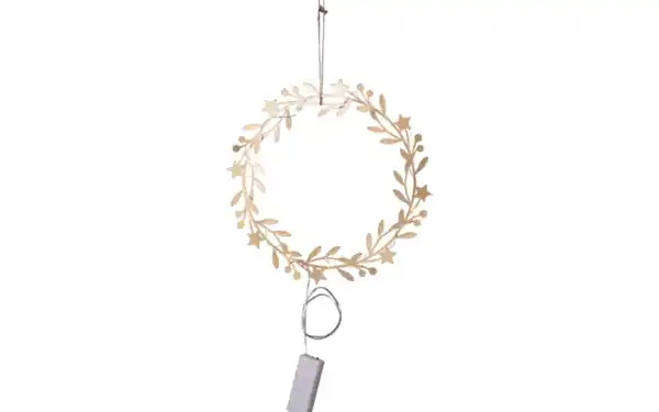 Bild 2 von Metall Kranz mit Beleuchtung Holiday, goldfarbig, 28 cm