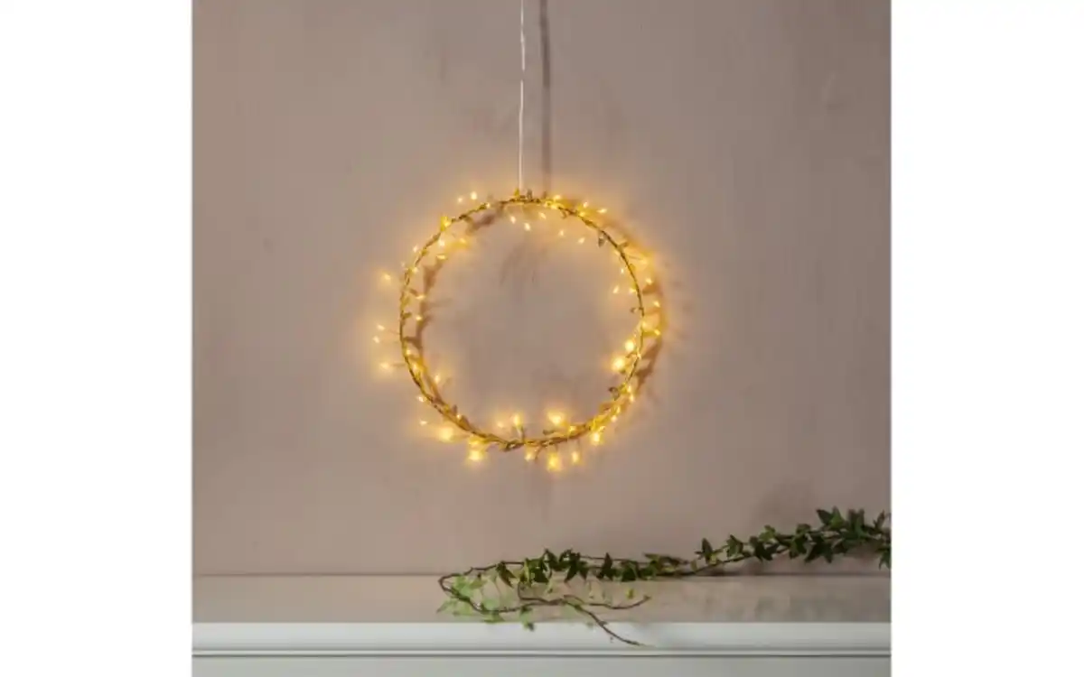 Bild 3 von Kranz mit Beleuchtung Holiday, goldfarbig, 28 cm