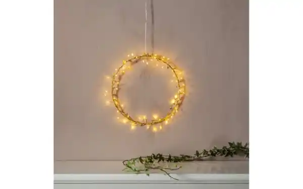 Bild 3 von Kranz mit Beleuchtung Holiday, goldfarbig, 28 cm