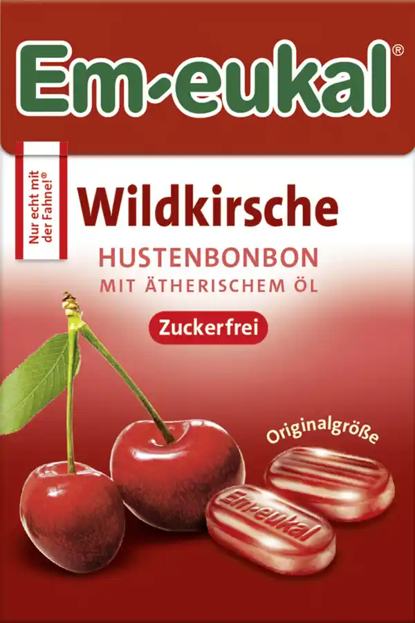 Bild 1 von Em-eukal Hustenbonbons Wildkirsche Box, 50 g