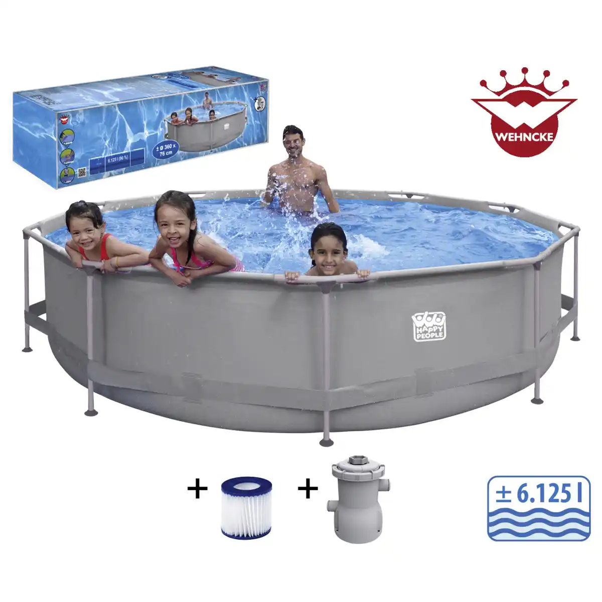 Bild 1 von Rundpool, grau, ØxH: 360 x 76 cm