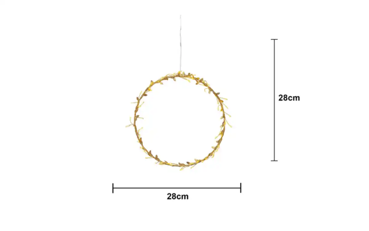 Bild 2 von Kranz mit Beleuchtung Holiday, goldfarbig, 28 cm
