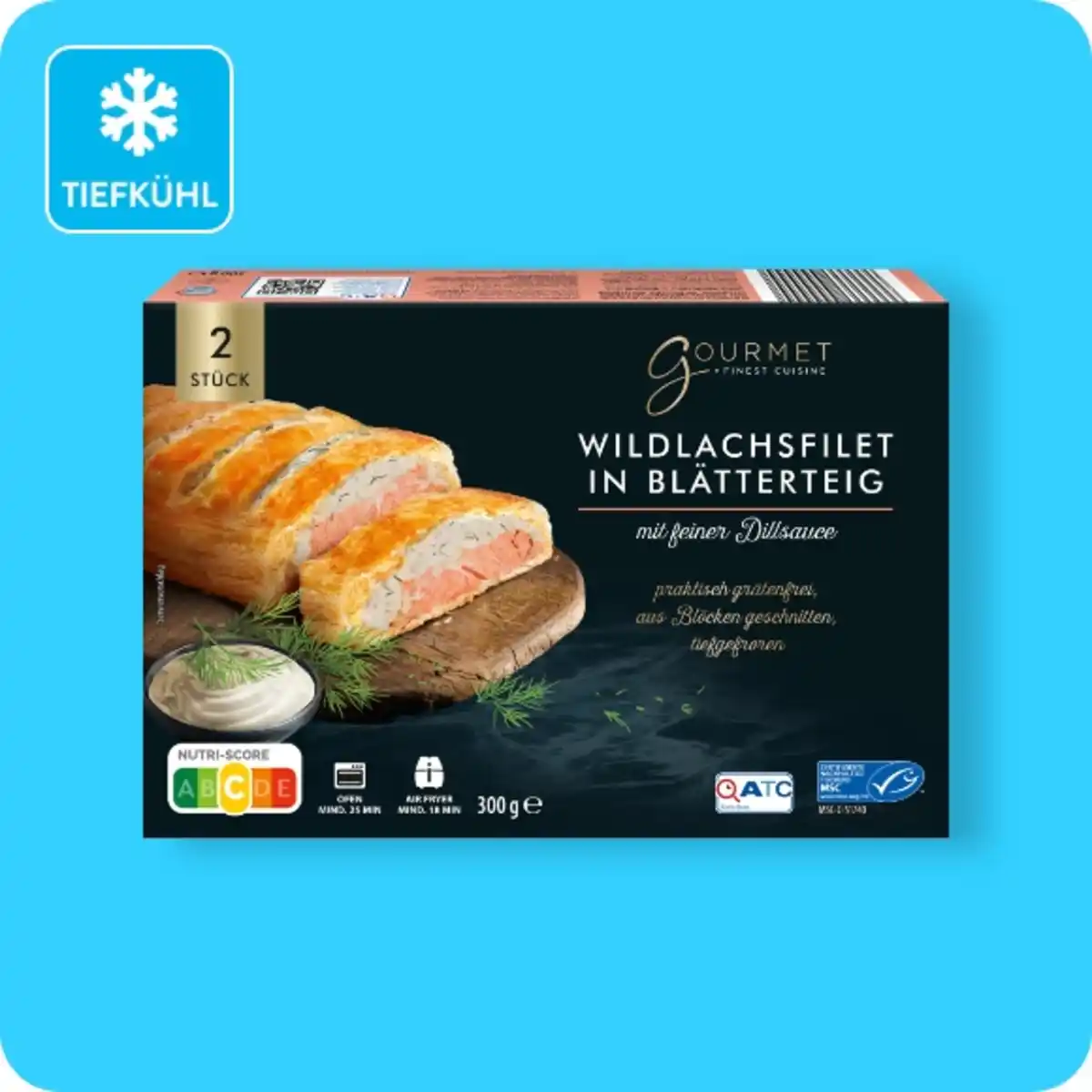 Bild 1 von GOURMET FINEST CUISINE Wildlachsfilet in Blätterteig, Mit feiner Dillsauce oder mit feinem Blattspinat