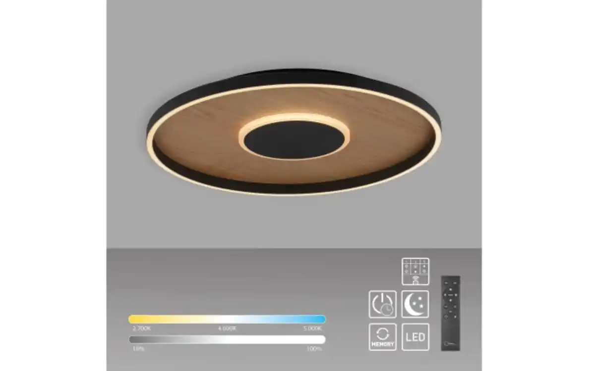 Bild 4 von LED-Deckenleuchte Mondo Famera, holz/schwarz, inkl. CCT und Fernbedienung