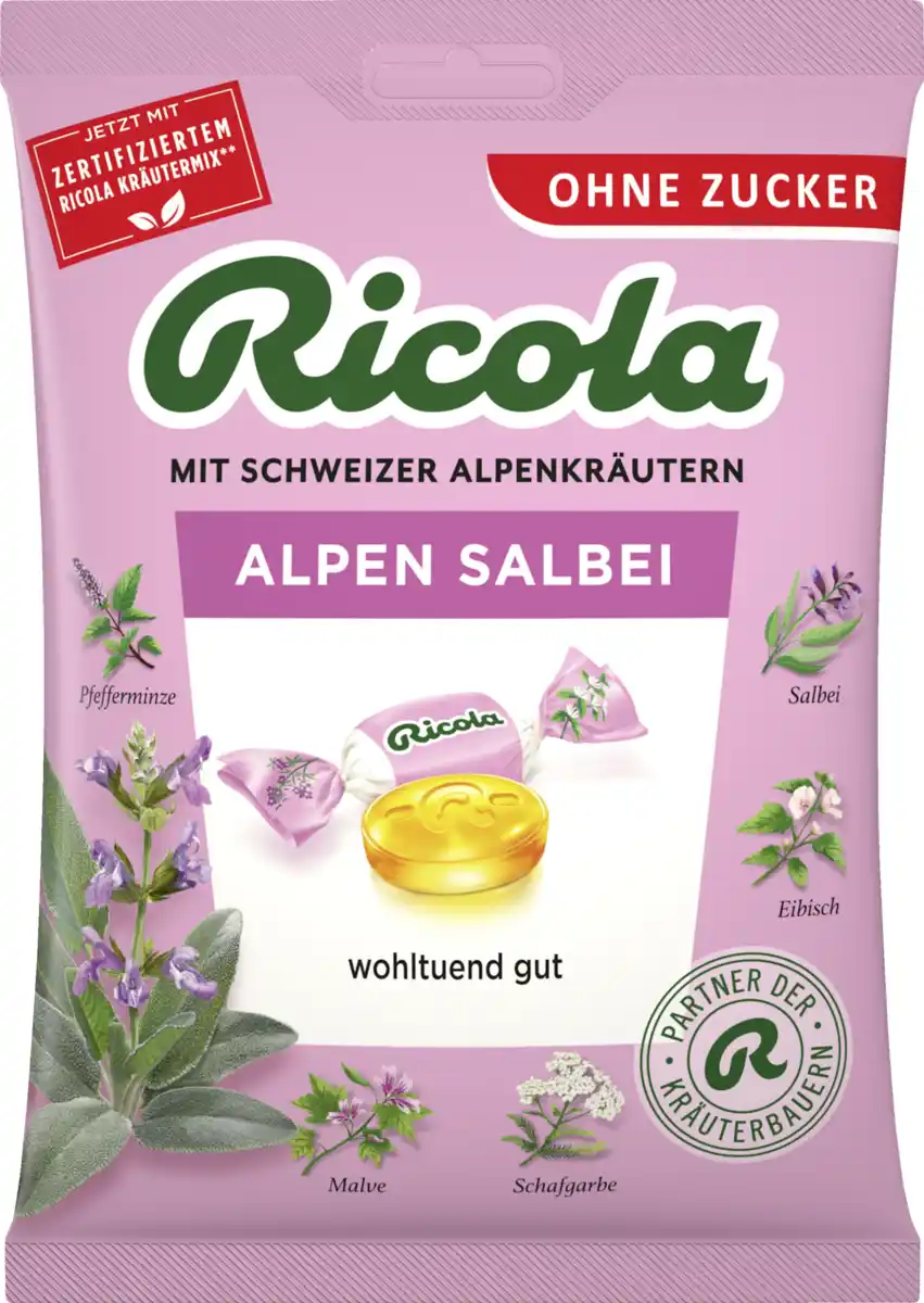 Bild 1 von Ricola Alpen Salbei Hustenbonbons (20 Bonbons), 75 g