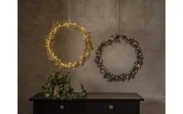 Bild 4 von Kranz mit Beleuchtung Holiday, goldfarbig, 44 cm