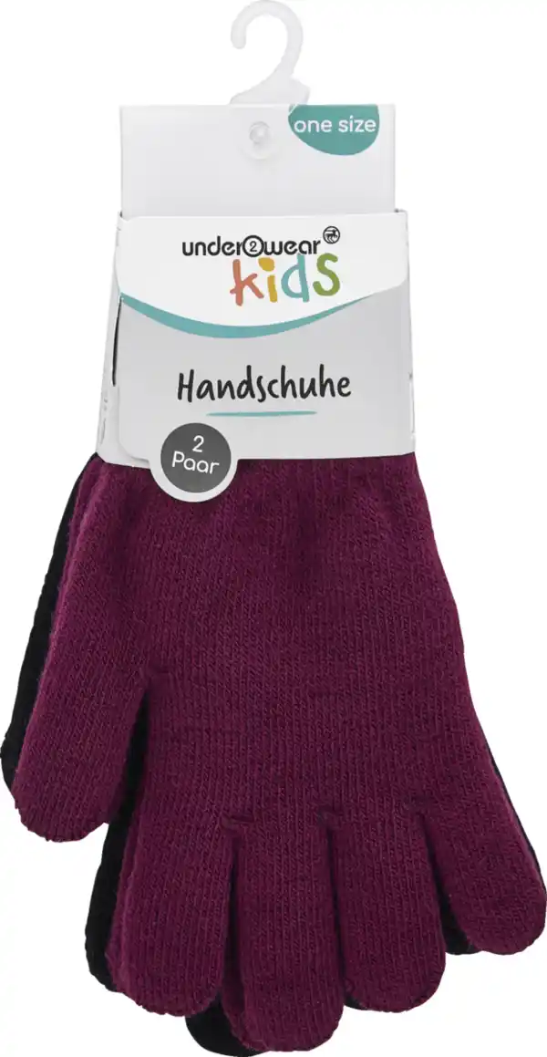 Bild 1 von under2wear kids 2er Pack Strick Handschuhe onesize beere/schwarz