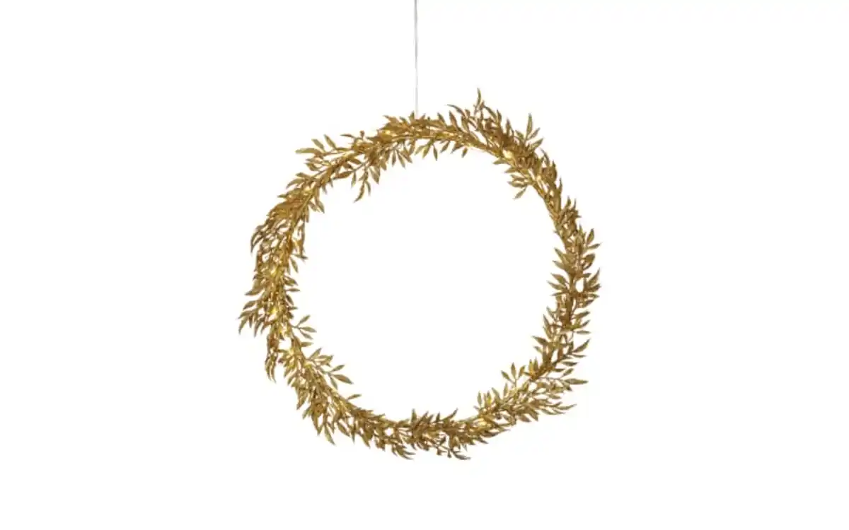 Bild 1 von Kranz mit Beleuchtung Holiday, goldfarbig, 44 cm