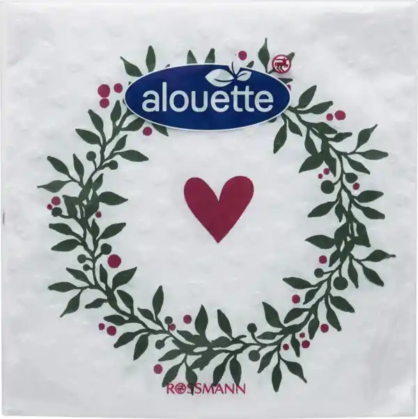 Bild 1 von alouette Cocktail-Serviette Kranz/Herz geprägt