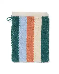 Waschhandschuh der zweiten Chance, 16 x 21 cm, aus recycelter Baumwolle, gestreift