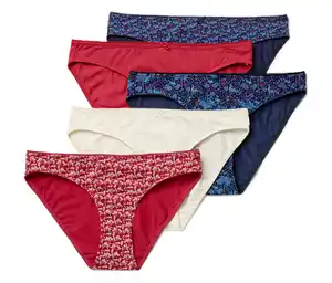 5 Slips, rot/creme/blau