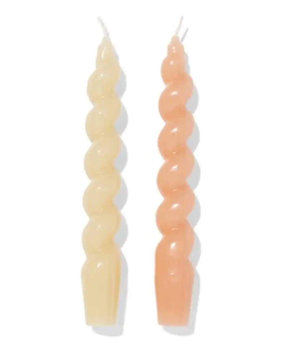 Bild 2 von Haushaltskerzen, Ø 2,2 × 20 cm, gedreht, naturell – 2 Stück