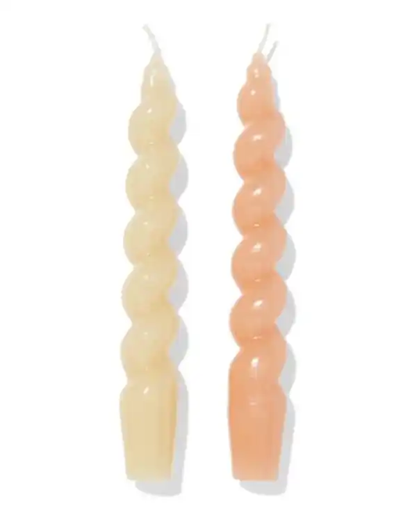 Bild 2 von Haushaltskerzen, Ø 2,2 × 20 cm, gedreht, naturell – 2 Stück