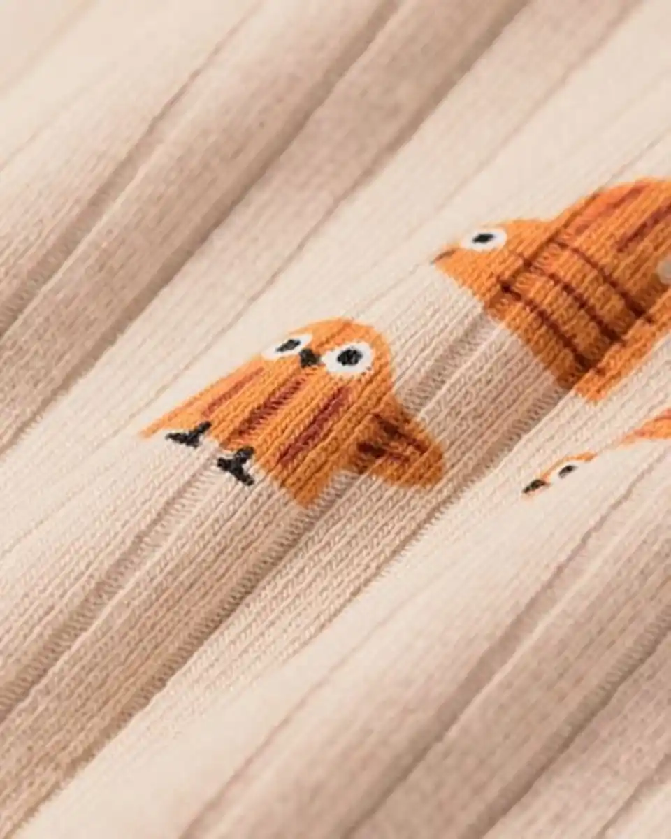 Bild 2 von Strampler zum Mitwachsen, LENZING™ ECOVERO™- (Viskose-) Rippenstoff, Eulen, braun braun