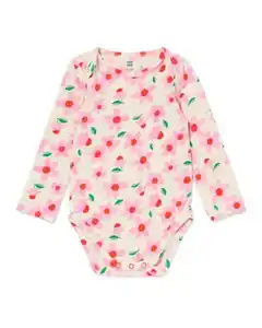 Strampler mit Stretchanteil, Blumen rosa