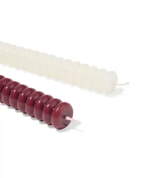 Bild 3 von Haushaltskerzen ⌀ 2,2 x 25 cm, gerippt, dunkelrot – 2 Stück