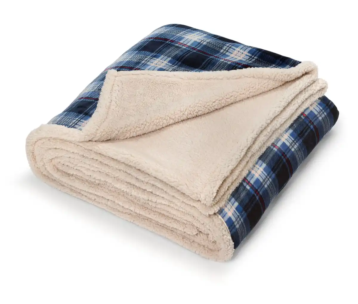 Bild 1 von Karierte Plüsch-Wendedecke, blau