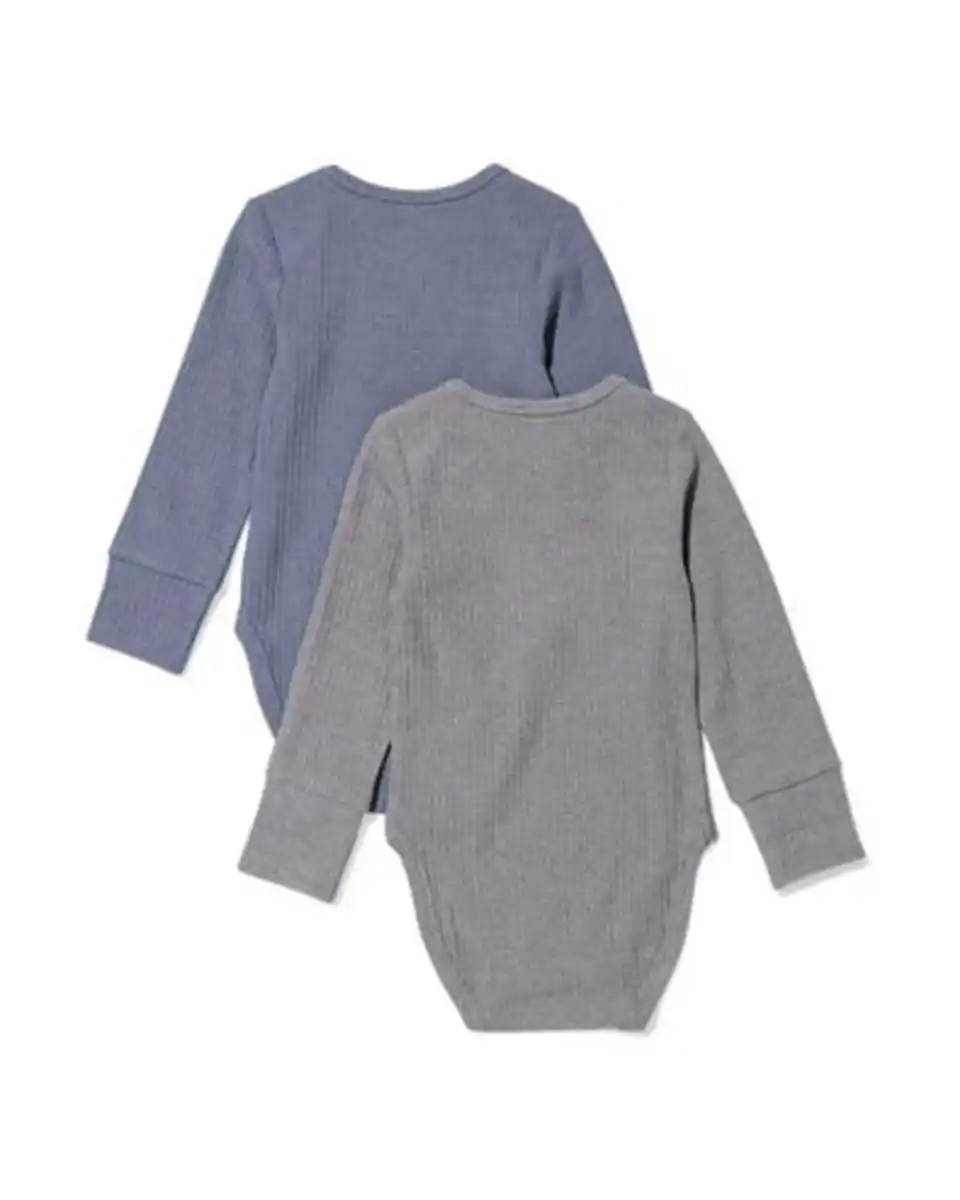 Bild 2 von Strampler zum Mitwachsen, Bambus, gerippt blau