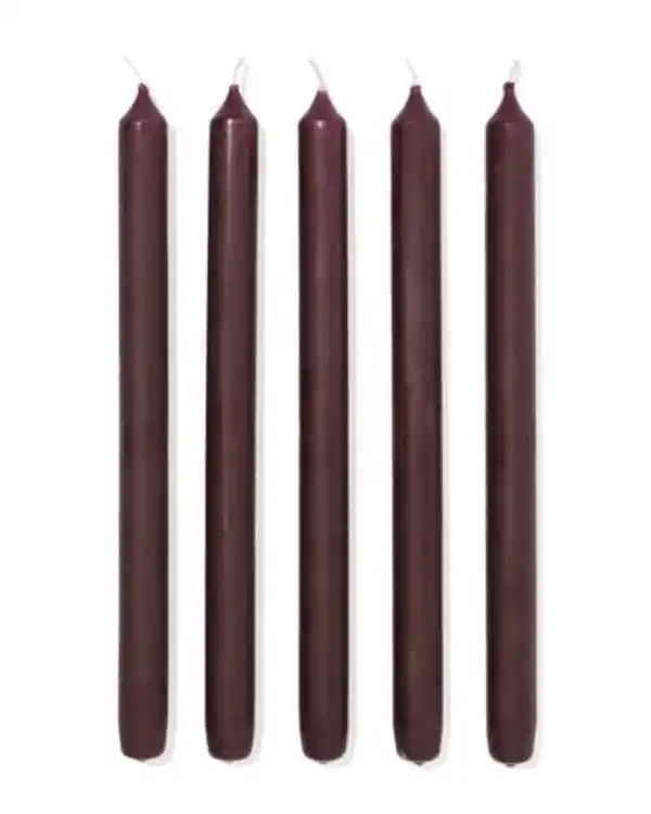 Bild 2 von Lange Haushaltskerze, Ø 2,2 × 29 cm, Dunkelbraun – 12 Stück