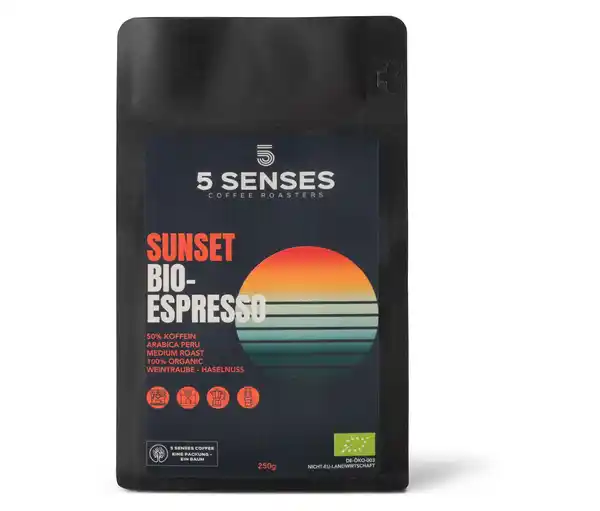 Bild 1 von 5 Senses - Sunset Bio-Espresso - 50% koffeinreduziert - 250 g Ganze Bohne
