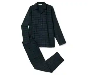 Flanell-Pyjama-Set, grün-blau