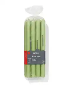 Lange Haushaltskerze, Ø 2,2 × 29 cm, Hellgrün – 12 Stück