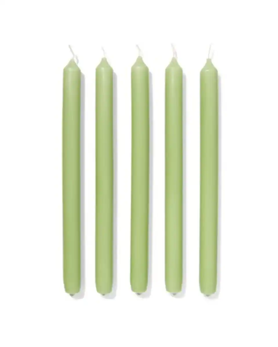 Bild 2 von Lange Haushaltskerze, Ø 2,2 × 29 cm, Hellgrün – 12 Stück