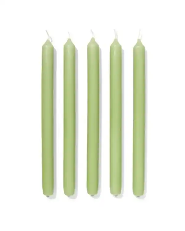 Bild 2 von Lange Haushaltskerze, Ø 2,2 × 29 cm, Hellgrün – 12 Stück